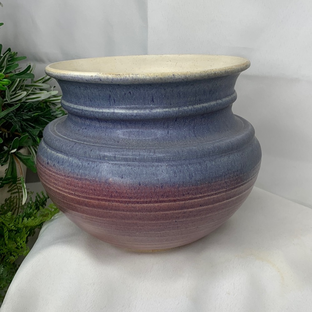 Beautiful stoneware rose plum and blue pottery pot